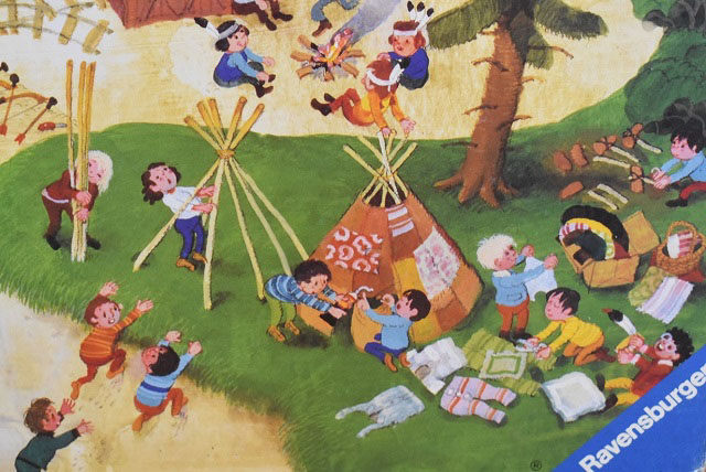 Das neue Riesenbilderbuchの表紙のテントを立てる子供たちの絵の写真