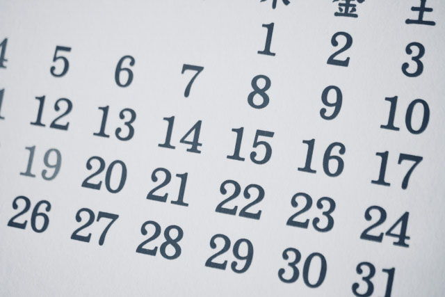 カレンダーの日付の写真